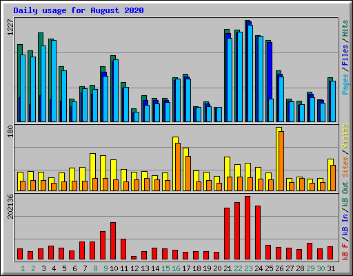 Daily usage for August 2020